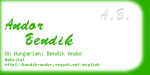 andor bendik business card